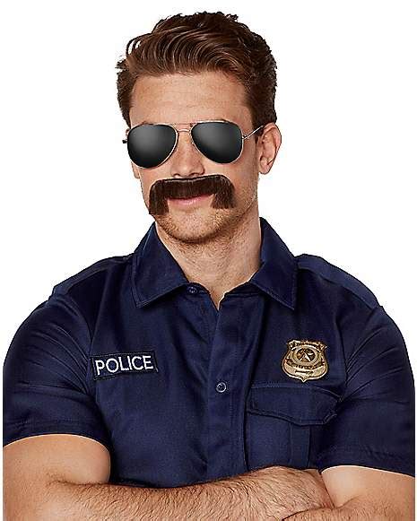 Brown Cop Mustache - Spirithalloween.com