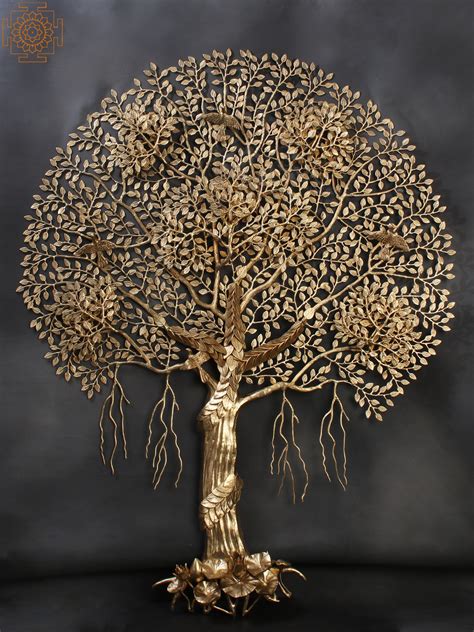 61 Large Brass Tree Of Life With Perched Birds Wall Hanging Home