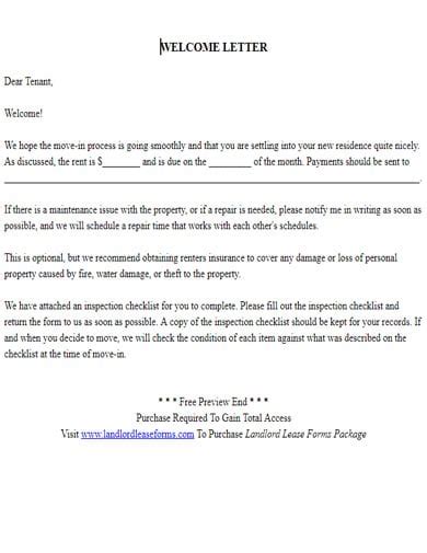 11 Tenant Welcome Letter Templates Pdf Free And Premium Templates