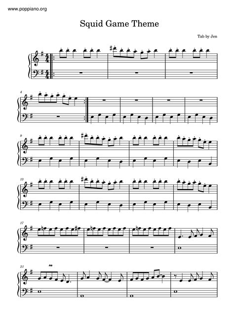 Squid Game Squid Game Theme Song Sheet Music Pdf Free Score Download ★