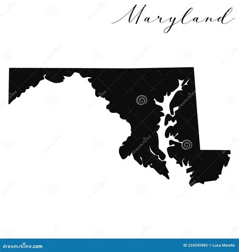 Mapa De Vector De Silueta Negra De Maryland Ilustraci N Del Vector