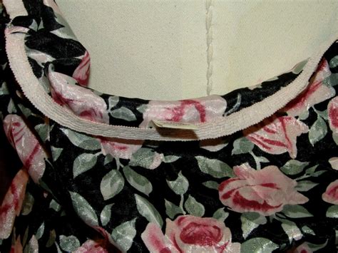 Vintage Sears Nightie Teddy Lingerie Floral Satin Lac Gem