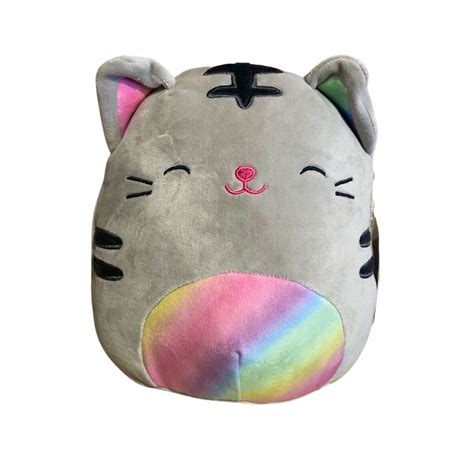 Squishmallows Official Kellytoy Plush 8 Tally The Cat With Rainbow