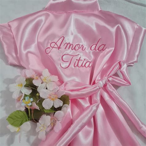 Robe Bordado Noiva Madrinha Hobby Roupão Nude Rosé Gold Elo