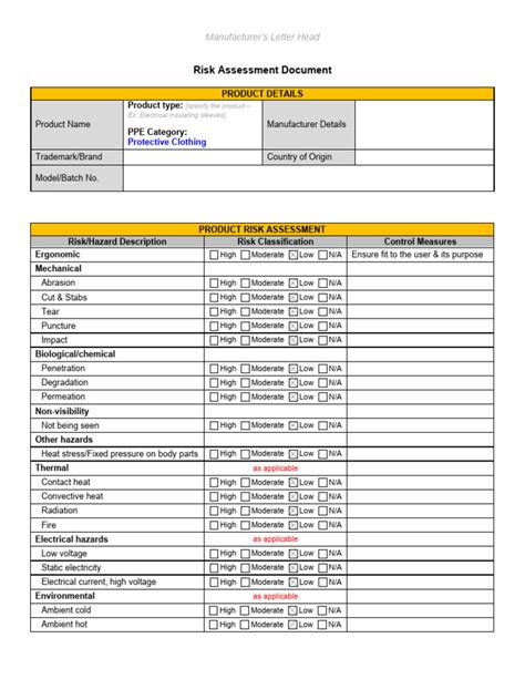 Risk Assessment Ppe Clothing Pdf Personal Protective Equipment