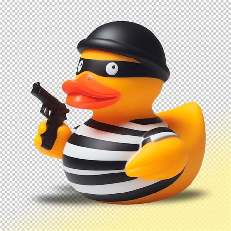 Premium Psd Psd Yellow Rubber Duck Criminal On A Transparent Background