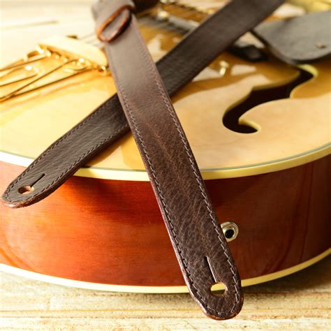 Slimline Quality Leather Guitar Strap Gs55 Brown 1 1 8 Etsy