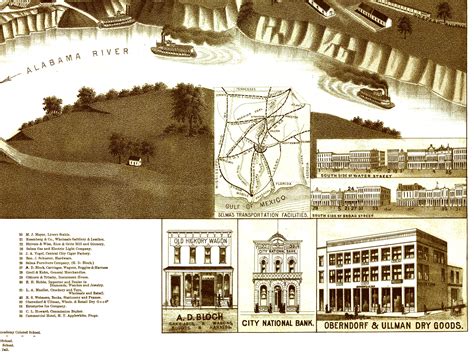 Selma Al In Bird S Eye View Map Aerial Map Panorama Vintage