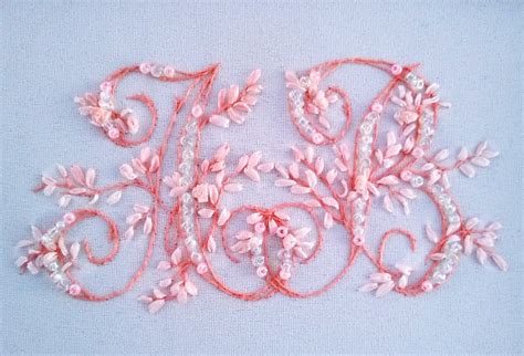 embroidery fonts hand monogram custom floral Modern embroidery | Etsy