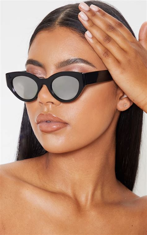 Black Cat Eye Revo Lens Sunglasses Prettylittlething Ca