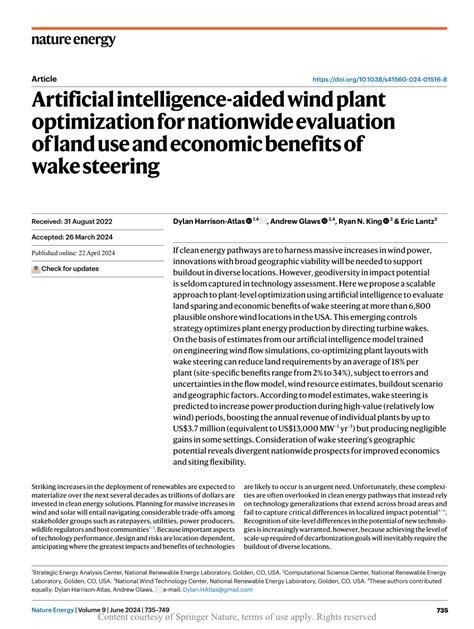 Artificial Intelligence Aided Wind Plant Optimization For Nationwide