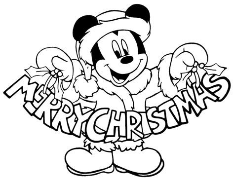 Frohe Weihnachten mit Micky Maus Färbung Seite Kostenlose druckbare