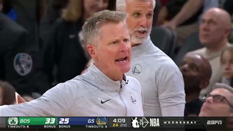 Steve Kerr Gets Angry At Marcus Smart After He Lands On Steph Currys Ankle And Kicks Klay