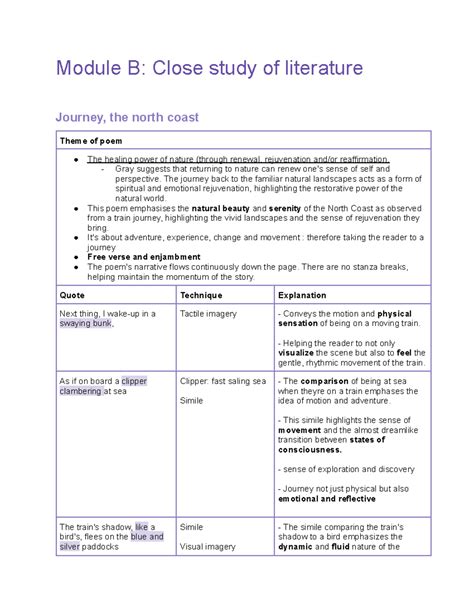 Mob B Robert Gray Module B Close Study Of Literature Journey The