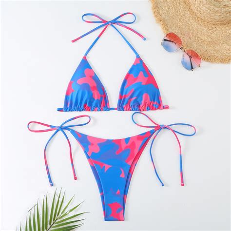 Edhitnr Women Swimsuits Summer Fashion Moircolor Halter Swimsuit