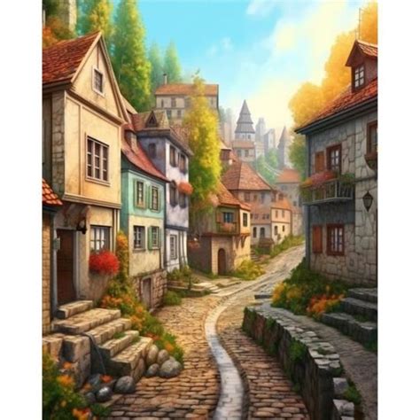 D Diamond Painting Complet Ville Campagne Diamant Peinture Kits Point