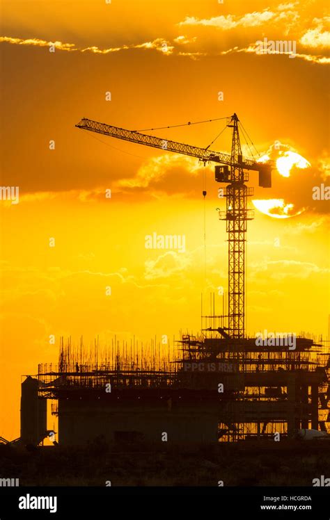 Construction Zimbabwe Africa Crane Sunset Develop Stock Photo Alamy