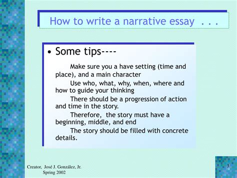 Ppt Narration Essay Or Telling A Story Powerpoint Presentation Free