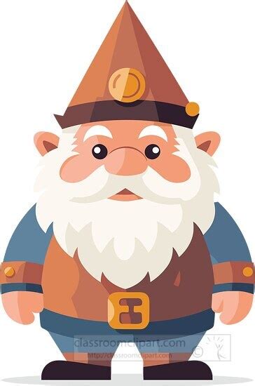 Fantasy Clipart Cartoon Gnome With A Beard And Hat