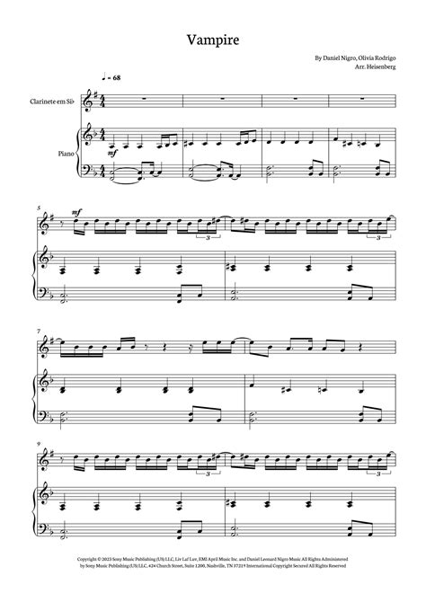 Vampire Arr Heisenberg By Olivia Rodrigo Sheet Music For Clarinet