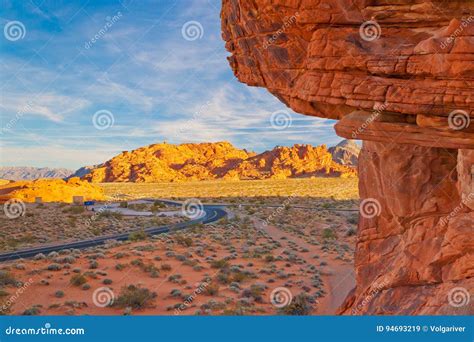 The Unique Red Sandstone Rock Formations In Valley Of Fire State Stock