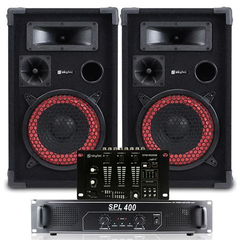 Max Red Passive Dj Speakers Pair Mixer Spl Amplifier