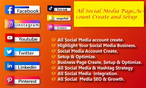 Create Setup And Optimize All Social Media Account Or Page For Your