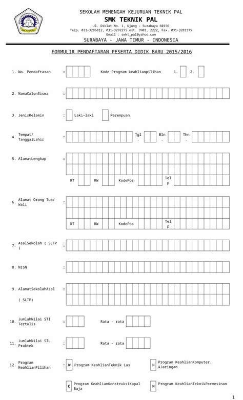 Docx Formulir Pendaftaran Ppdb 2015 Dokumen Tips