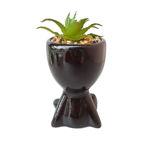 Vaso Bob Robert Plant Sentado Planta Artificial Preto Elo