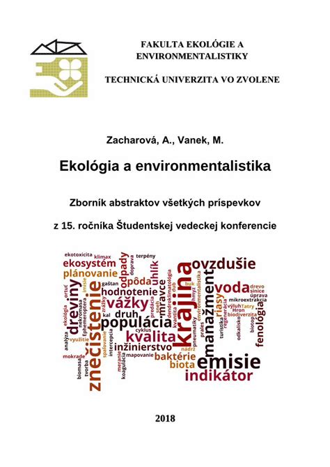 Pdf Ekol Gia A Environmentalistika Editori Ing Andrea Zacharov