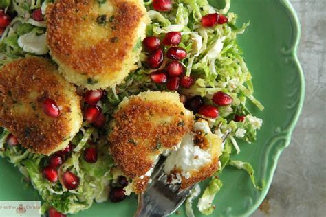 Shredded Brussels Sprouts Salad With Fried Goat Cheese Heather Christo