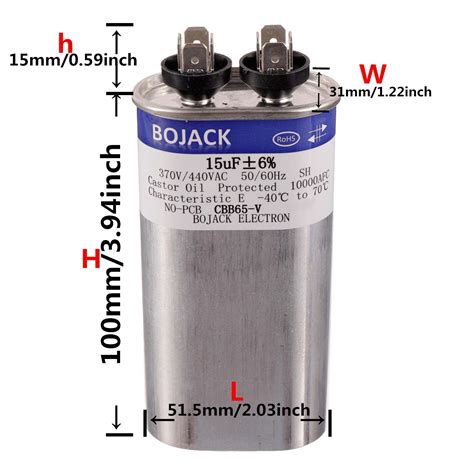 Bojack Uf Condensador Ovalado Para Ac Motor Run O Fan Start In