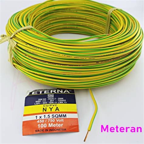 Jual ETERNA Kabel NYA Kuning Hijau 1 5mm 1x1 5mm 450 750 Volt SNI