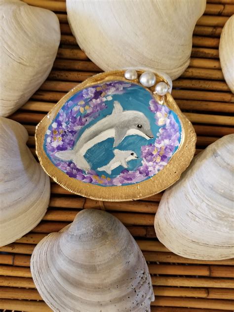 Painted Shell Dolphin Painting Seashell Art Original Art Etsy In 2021