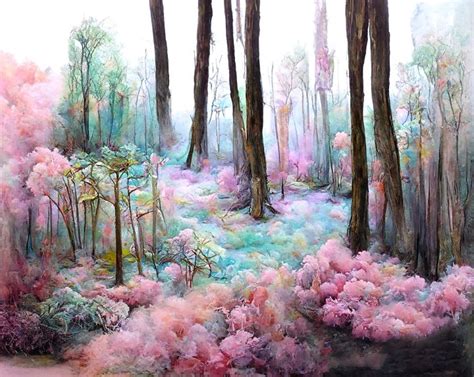 Dreamy Forest In Pastel Colors Artificial Art Digital Art AI