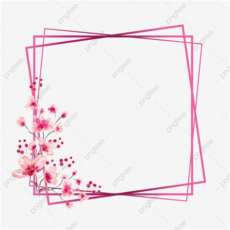 Textbox Border White Transparent, Watercolor Pink Flower Frame Border ...