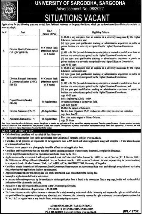 Jobs Advertisement At University Of Sargodha Uos 2024 Job Advertisement