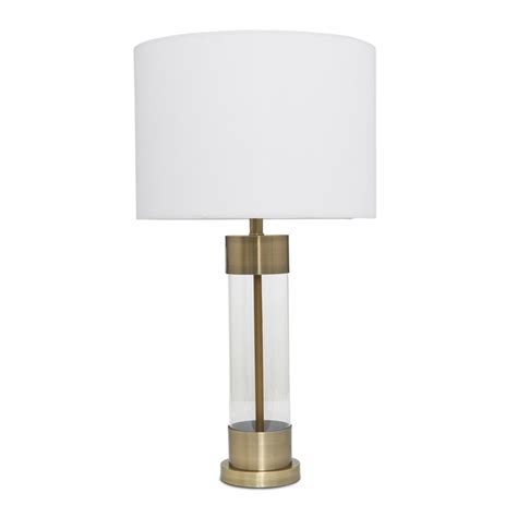 Table Lamp Glass And Brushed Gold Metal 61cm