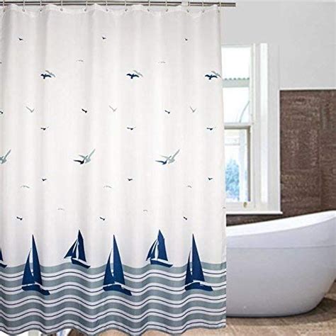 Nautical Striped Sailing Boat And Sea Gull Shower Curtain These Brilliant