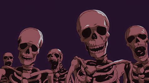 Halloween Scary Skeletons Dark Purple Desktop Wallpaper 4K