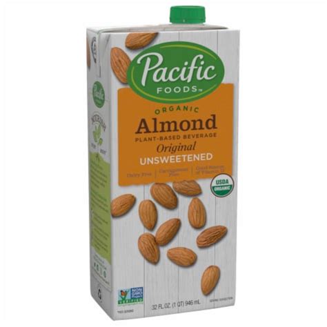 Pacific Foods® Organic Unsweetened Almond Milk 32 Fl Oz Fred Meyer