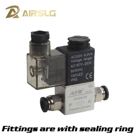 2V025-08 Dc12v 24V 220V Airtac Jenis Pneumatik Udara Solenoid Katup 2 ...