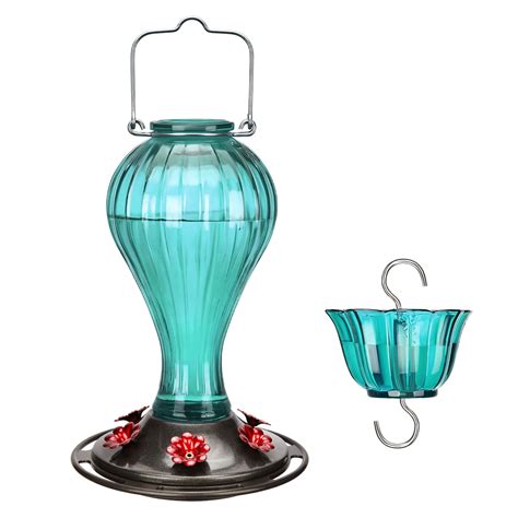 Kingsyard Glass Hummingbird Feeder 24 Ounces 6 Feeding Ports Ant Moat