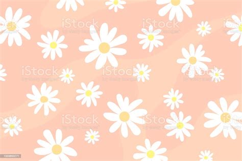 Vector Pattern Illusration White Daisy Flowers On A Pink Background