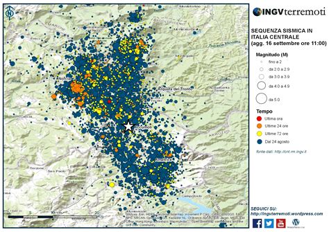 Sequenza Sismica In Italia Centrale Aggiornamento 16 Settembre Ore 11