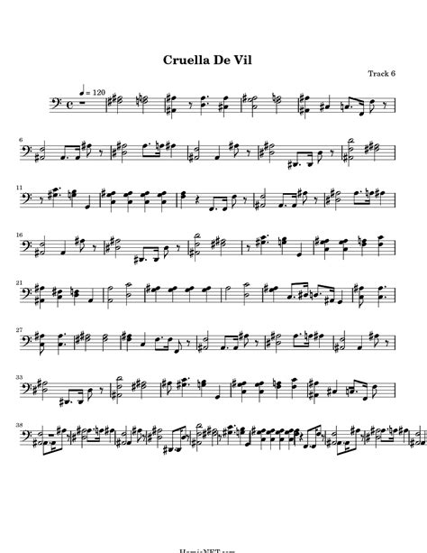 Cruella De Vil Piano Sheet Music