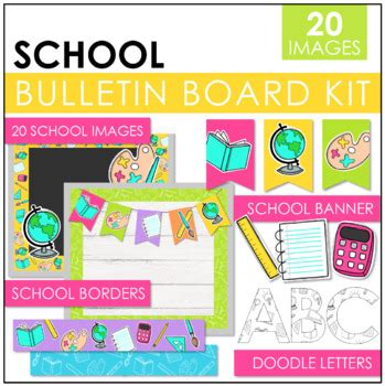 Doodle School Supplies Bulletin Board Kit | Classroom Decor by A Perfect Blend