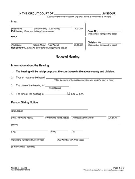 Notice Of Hearing Form Cafc Fill Out And Sign Printable Pdf