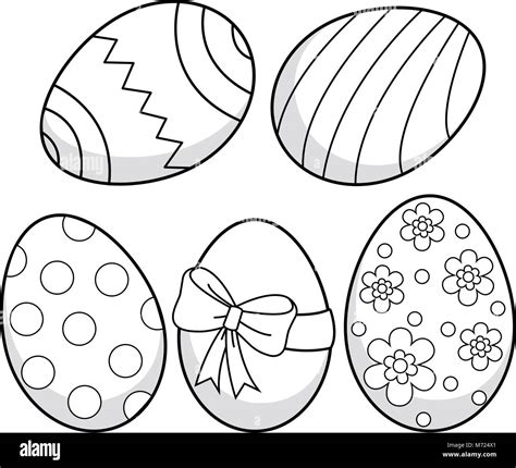 Decorado de huevos de Pascua Vector ilustración en blanco y negro