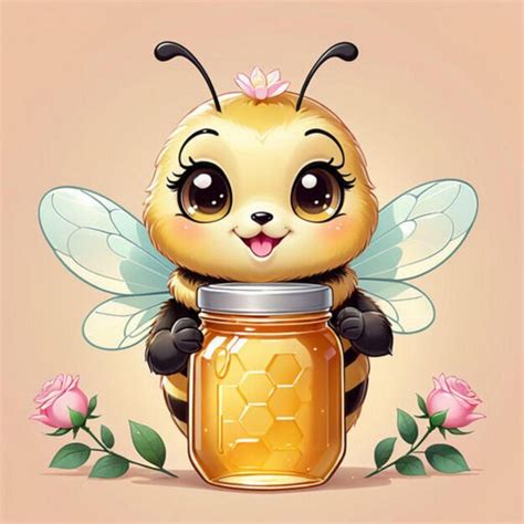 Premium Photo Kawaii Bee Bee With Honey Illustration Kawaii Animals